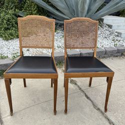 Two Vintage Leg-o-Matic Wooden Wicker Back Folding Chair