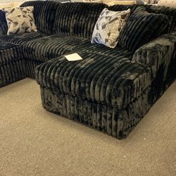 Black Plush Ashley Sectional 3 Pc  Sells For $2799 At mor And Living spaces Mathis Brothers. Must Go$1800 