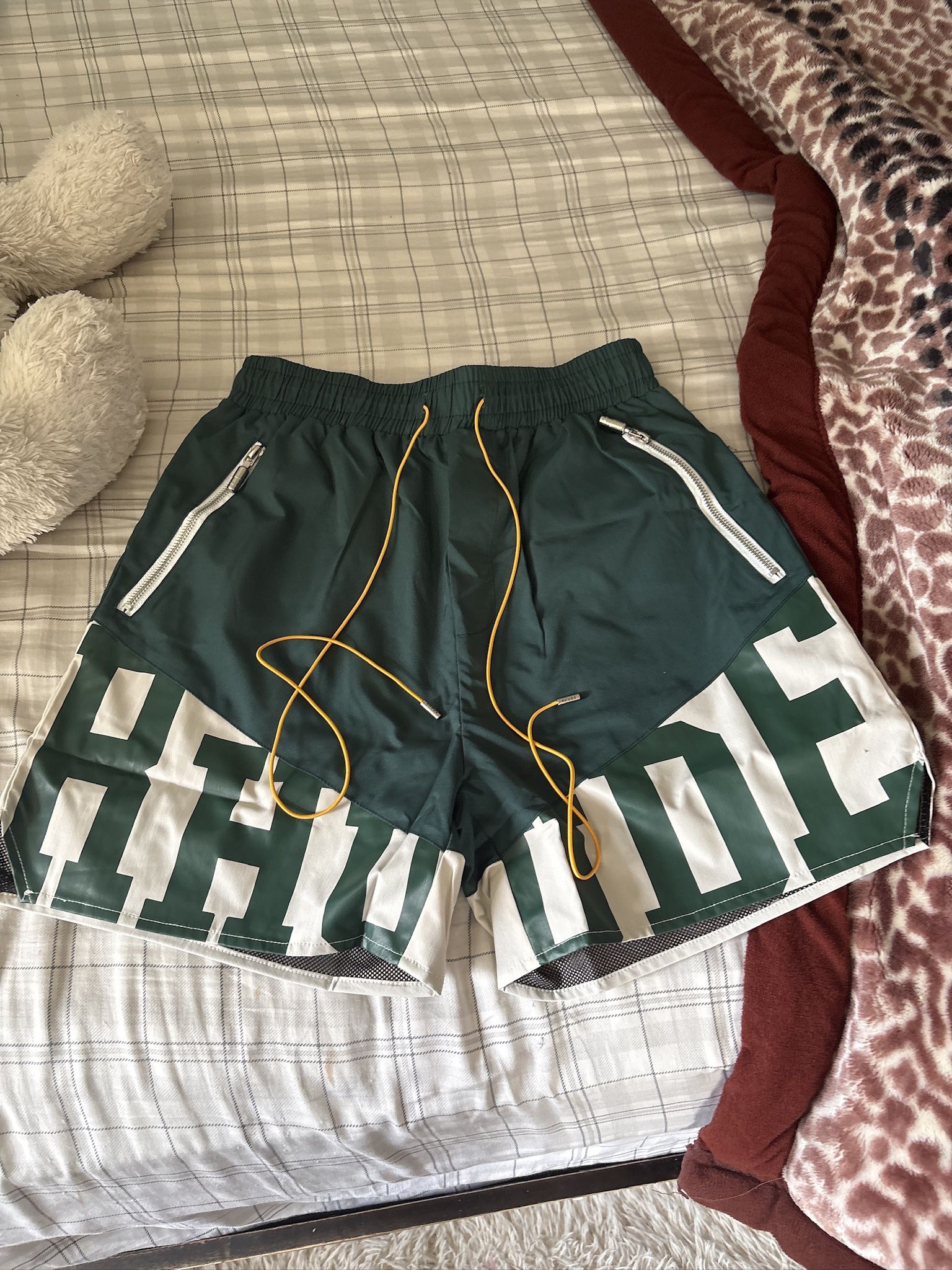 Rhude Hunter Green Flight Shorts