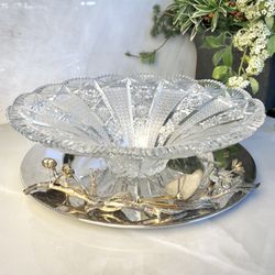 Mother's Day Gift Large Stunning Franco Lapini Italian Serving Silver Plate Bowl Centerpiece Designer