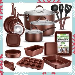 Nutrichef 20-Piece Nonstick Cookware/Bakeware Set. Pots and Pans. New, in Box.