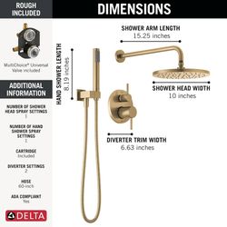 DELTA MODERN 14 SERIES RAIN SHOWER FAUCET SYSTEM SET 342702-CZ