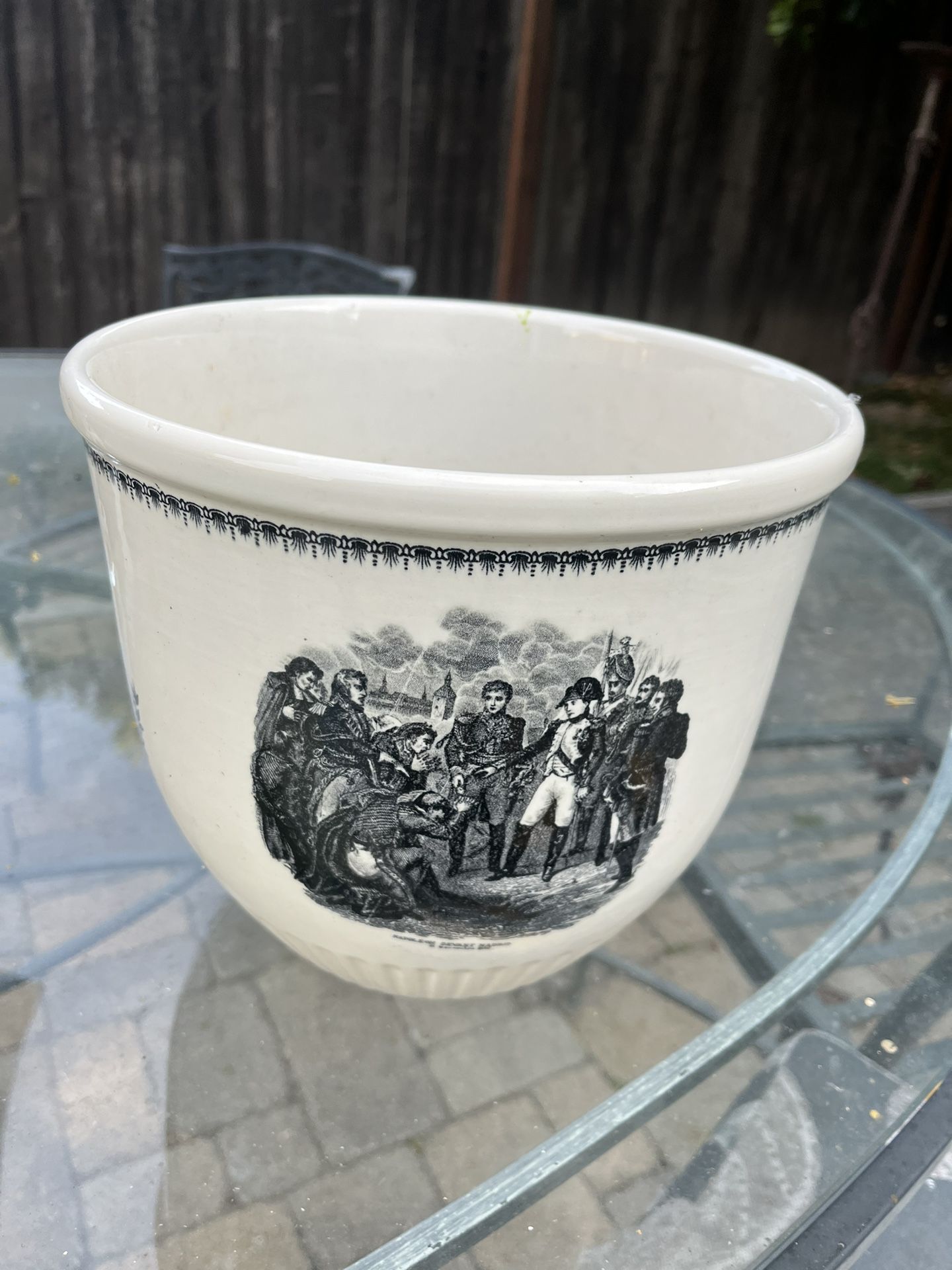 European Belgium Boch Freres La Louiere Napoleanic Wars Commemorative Toile Planter
