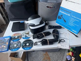 PS4 VR Headset CUH-ZVR1 VR Bundle W/ 5 Games No Camera Motion Remote All Wires  The Sony PlayStation VR Headset CUH-ZVRI is a high-quality virtual rea