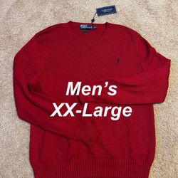 POLO / Ralph Lauren CLASSIC Thick PRIMA Cotton Sweater COMFORTABLE Dress Shirt / Mens XX-Large XXL 2XL / Brand New w/ Tags!! / Red w/ Navy Polo