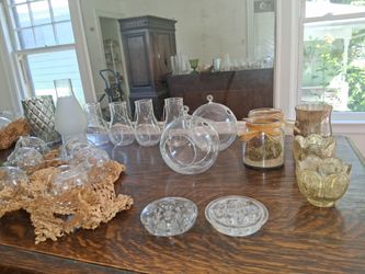 Decor Glass BUNDLE/Hanging Tea Light Orbs/Vases/XXSmall Teracotta Pots $50