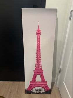 Large Pink Eiffel Tower Canvas Wall Art – Modern Paris Decor | Lienzo Decorativo Grande de la Torre Eiffel Rosa – Decoración Moderna Inspirada en Parí