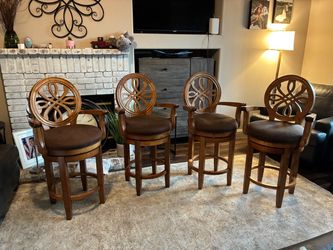 Wood Bar Stool with Upholstered Seat