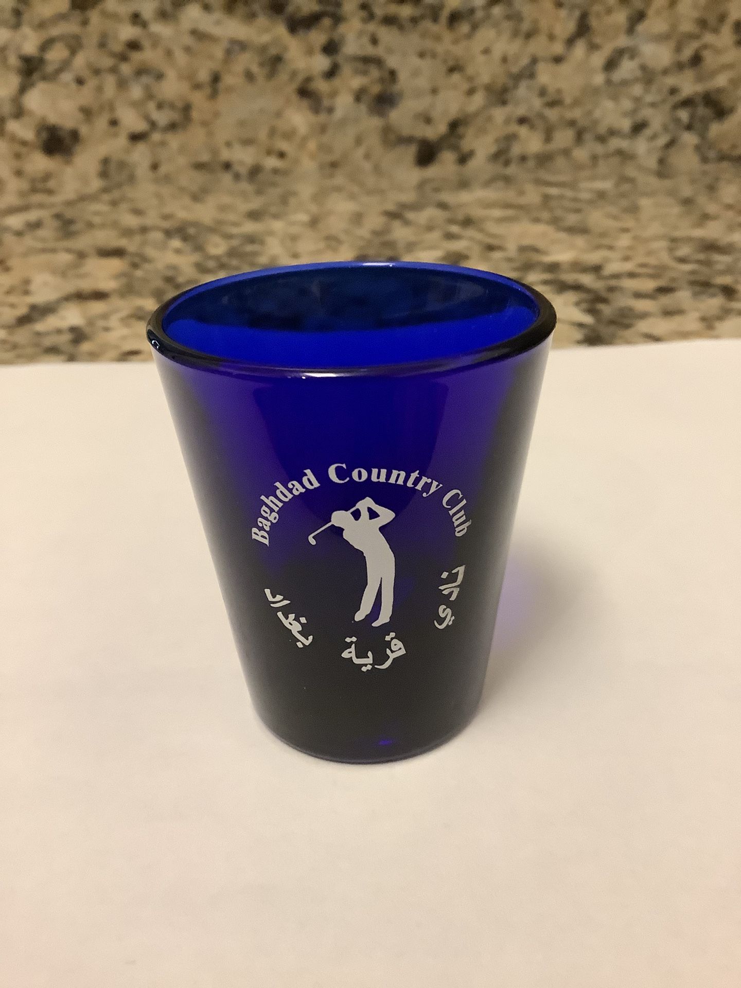 Cobalt Blue Shot glass Baghdad Country Club