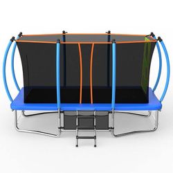 MERSCO 8X14-FOOT PROFESSIONAL RECTANGULAR TRAMPOLINE - BLUE SPORTS EDITION