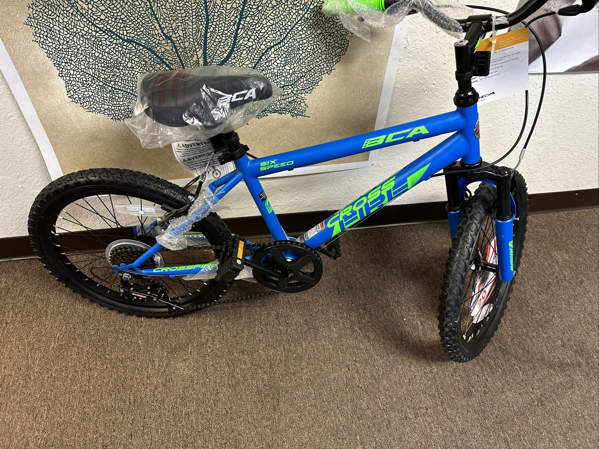 BCA 20" Crossfire 6-Speed Boy's Mountain Bike, Blue/Green Brand New • Kent • 20