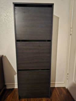 IKEA BISSA 3-Compartment Shoe Cabinet (Black-Brown) - Great Condition