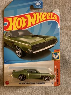 Hot Wheels 1969 Mercury Cougar Eliminator Muscle Mania green diecast car #HotWheels #MuscleCar
