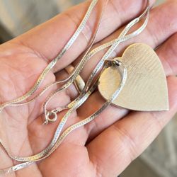 Authentic Tiffany &Co Large Hear Pendant On Long Italian Sterling Silver Chain 