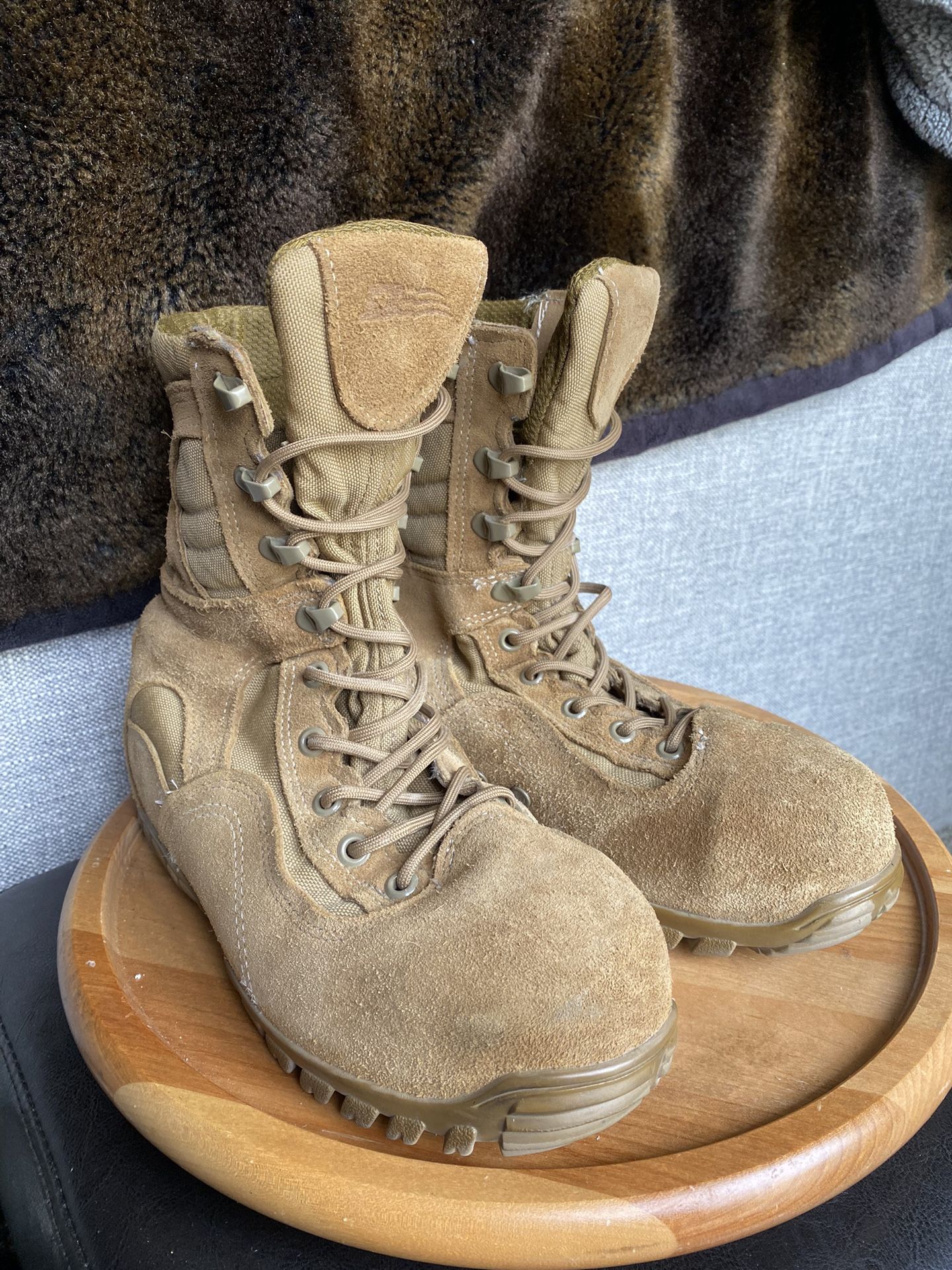 Belleville 533ST Mens 5.5Wide Womens 7.5Wide Tan Brown Leather Combat Military Boots Made In The USA
