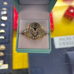 Masonic Mans Ring 14K 25g Diamonds 