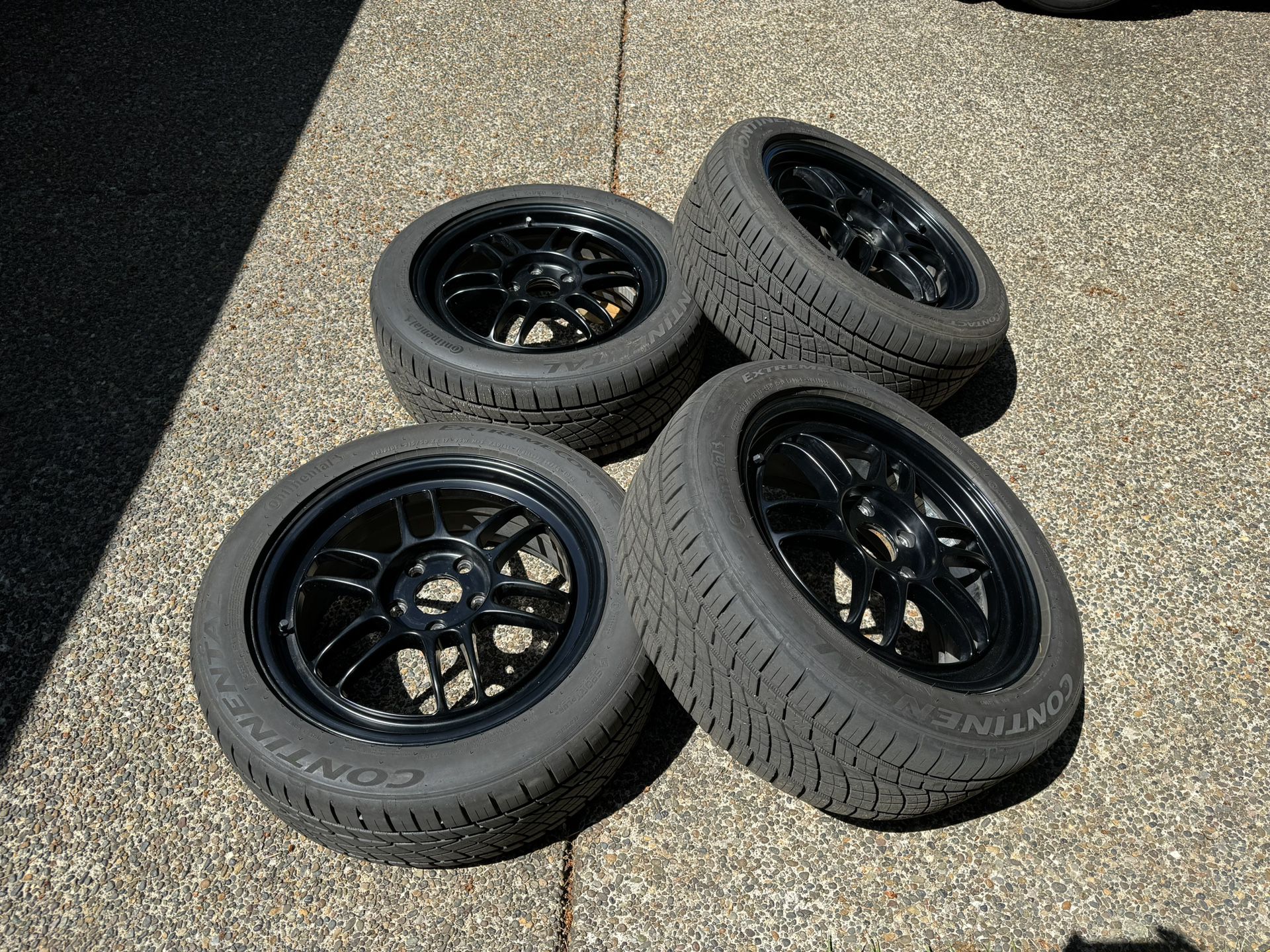 4x Black Enkei RPF1 17x7” Et45 With Like New 215/50-17 Tires