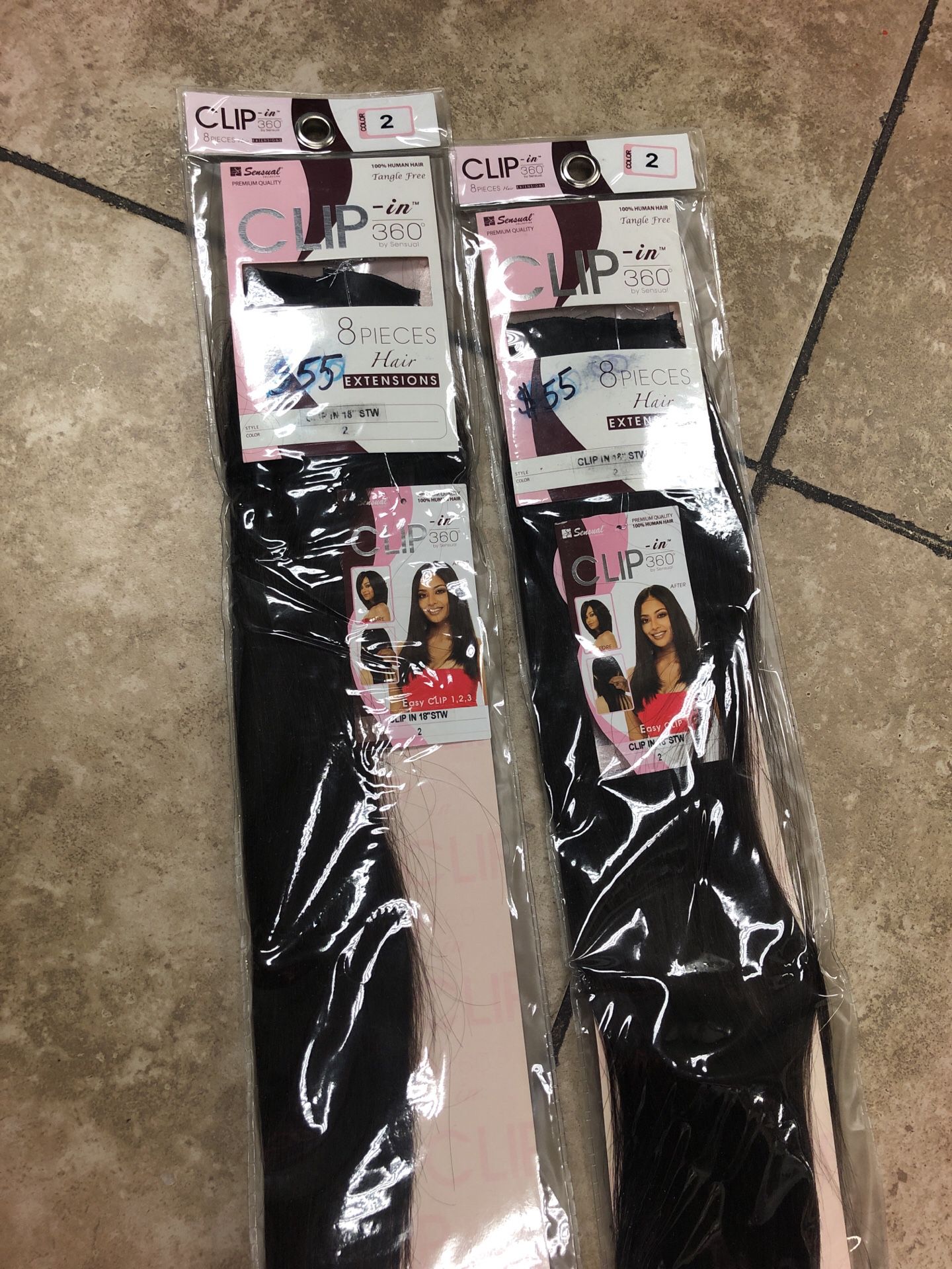 Clip in 360 8 piece hair extensions 100% human