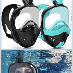 Full Face Snorkel Mask, Snorkeling Gear for Adults Kids with Latest Dry Top Breathing System and Detachable Camera Mount, with 180 Degree Panoramic Vi