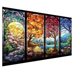 Large Diamond Art Painting for Adults, Full Drill Diamonds Gems Dots, 15.7x27.5” Wall Decor, 4 Images, Colorful Trees Mountains Lake Landscape *NEW*