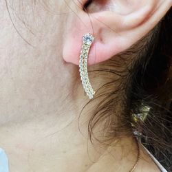 10K Solid Gold Earring For Wedding CUBIC ZIRCONIUM STONES 