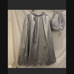 Beautiful two-piece gown light silver shade, Good for all seasons weddings dinner parties and many happy occasions with the tag