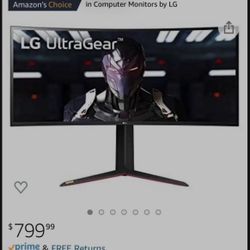 LG UltraGear QHD 34-Inch Curved Gaming Monitor 34GP83A-B, Nano IPS 1ms (GtG) with VESA DisplayHDR 400, NVIDIA G-SYNC, and AMD FreeSync Premium, 144Hz