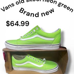 VANS OLD SKOOL NEON GREEN GECKO/ TRU WHT BRAND NEW 