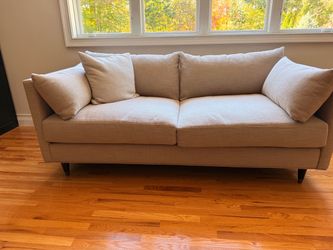 Neutral Beige Sofa with Matching Pillows – 80” Long