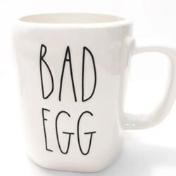 New Rae Dunn “Bad Egg” Farmhouse Style Pottery 20oz. Off-White Coffee Mug 