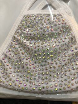 White Bling Rhinestone Mask 