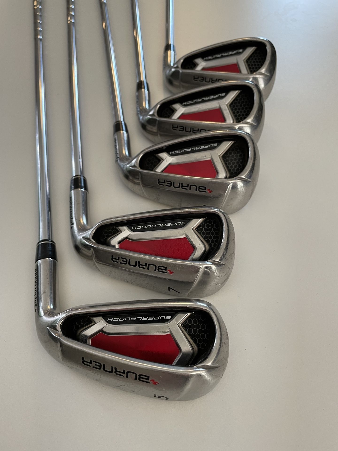 TaylorMade Burner Superlaunch Irons 5-PW (missing 6 iron) Right Handed Golf Clubs R-Flex Steel Shaft