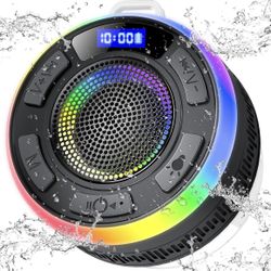 Bluetooth Shower Speakers IP7 Waterproof with Suction Cup,Dynamic LED Lights New