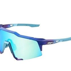 100% Speedtrap Sunglasses Matte Metallic Into the Fade Blue Topaz Multilayer