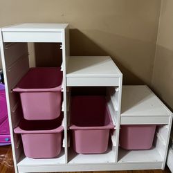 IKEA Storage combination with boxes, white/pink99x44x94 cm