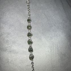 Sterling Silver Moldavite Bracelet – Genuine Raw Moldavite – Adjustable