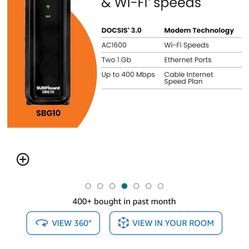 ARRIS Surfboard SBG10-RB DOCSIS 3.0 Cable Modem & AC1600 Dual Band Wi-Fi Router, Approved for Cox, Spectrum, Xfinity & Others