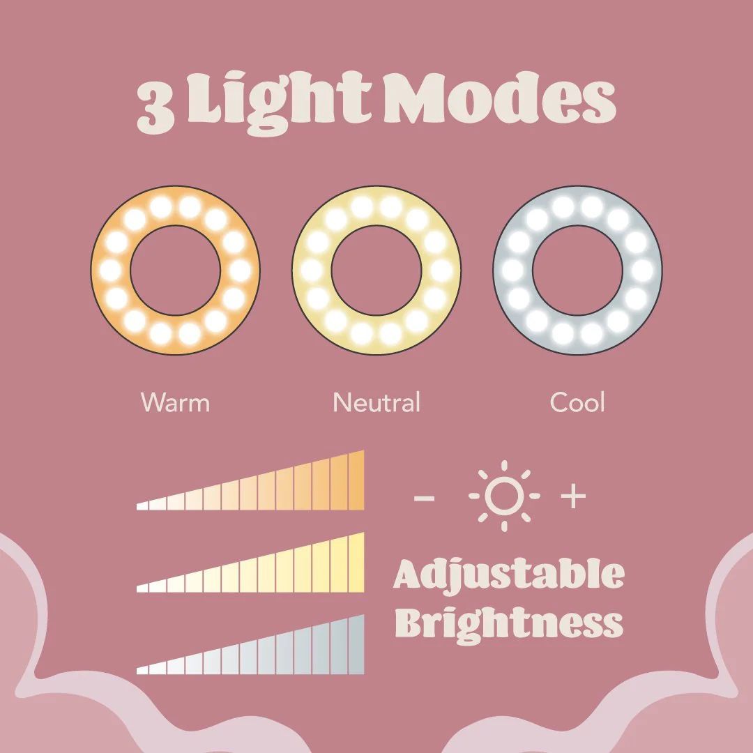 Brand New Multitasky Foldable Ring Light (3 Phone Holders), Pink