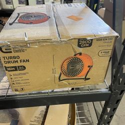 SaleSumo 16 in. 3-Speed Drum Floor Fan in Orange High Velocity Turbo