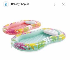 Inflatable Pool Float Boat with Tropical Print