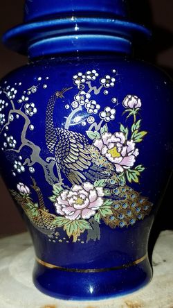 Cobalt Japanese vase and fan