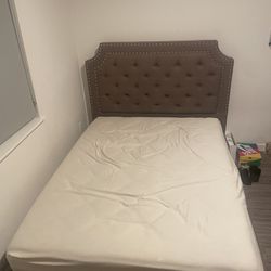 Queen Size Bed Frame with Headboard and Mattress 