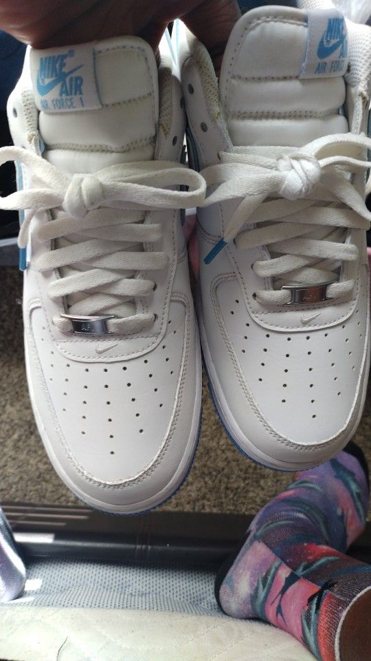 Nike Air Force 1's White And light Blue Size 11