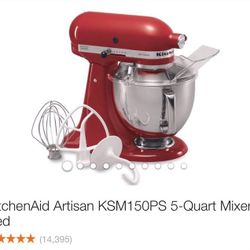KitchenAid Artisan 5 Quart Mixer - Red