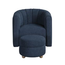 Contemporary Barrel Accent Chair & Ottoman