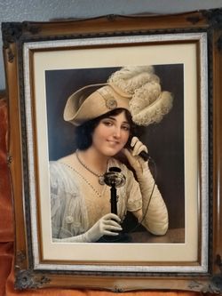 Framed Victorian Lady On Phone
