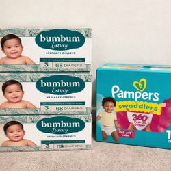Pampers Swaddlers 360 and Bumbum Luxury Diapers