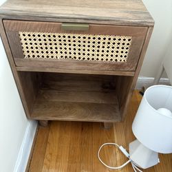 Nightstand - Wood And Woven