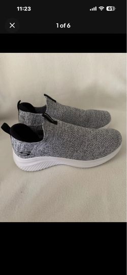 Size 9 - Men’s SKECHERS Air-Cooled Memory Foam Slip-On Low Top Sneaker Gray Black White