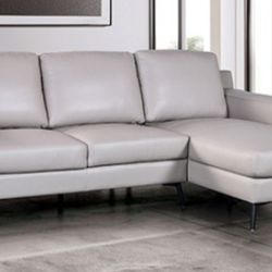 Brand New Grey Leather Modern Style Sectional Sofa